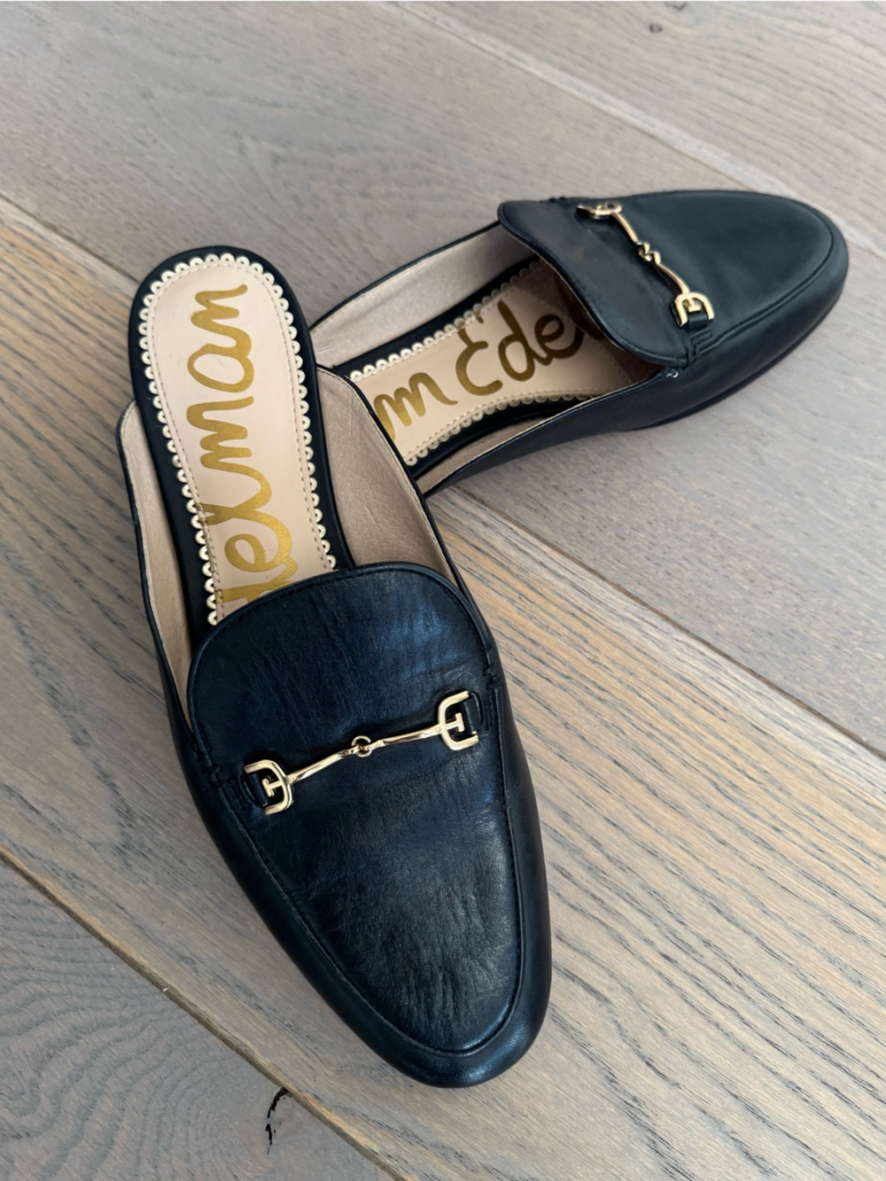Sam Edelman Backless Mules Black Leather Loafer Slides Size 7